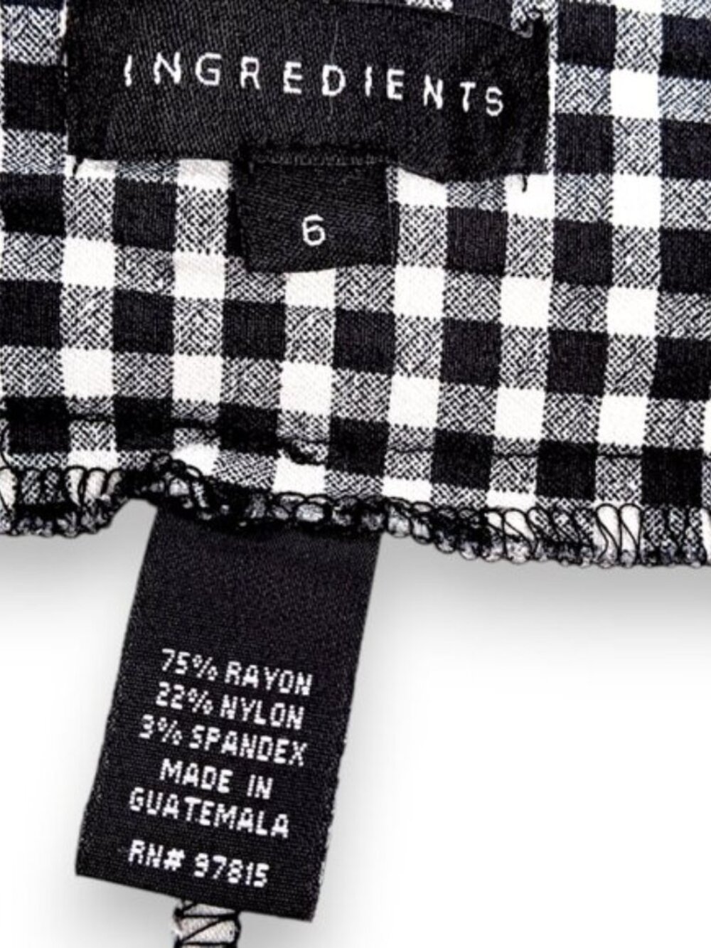 Women's Shorts SIZE 6 Gingham Checkered Black White Shorts Flat Panel Pull-On - Picture 9 of 10